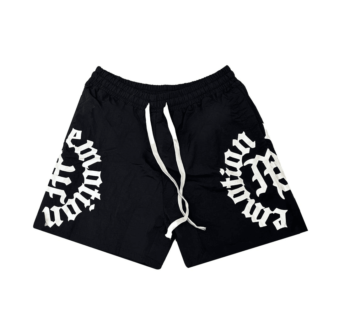 Mixed-Emotion-Black-Circle-Shorts Mixed Emotional Brand Black Circle Shorts