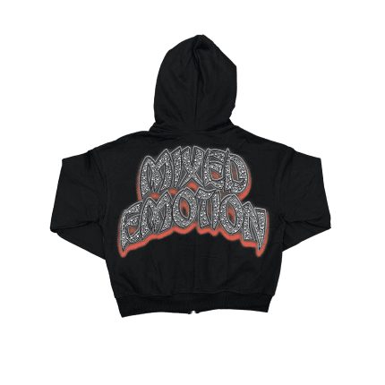 Mixed Emotional Logo Signature Purple Hoodie || 33% OFF