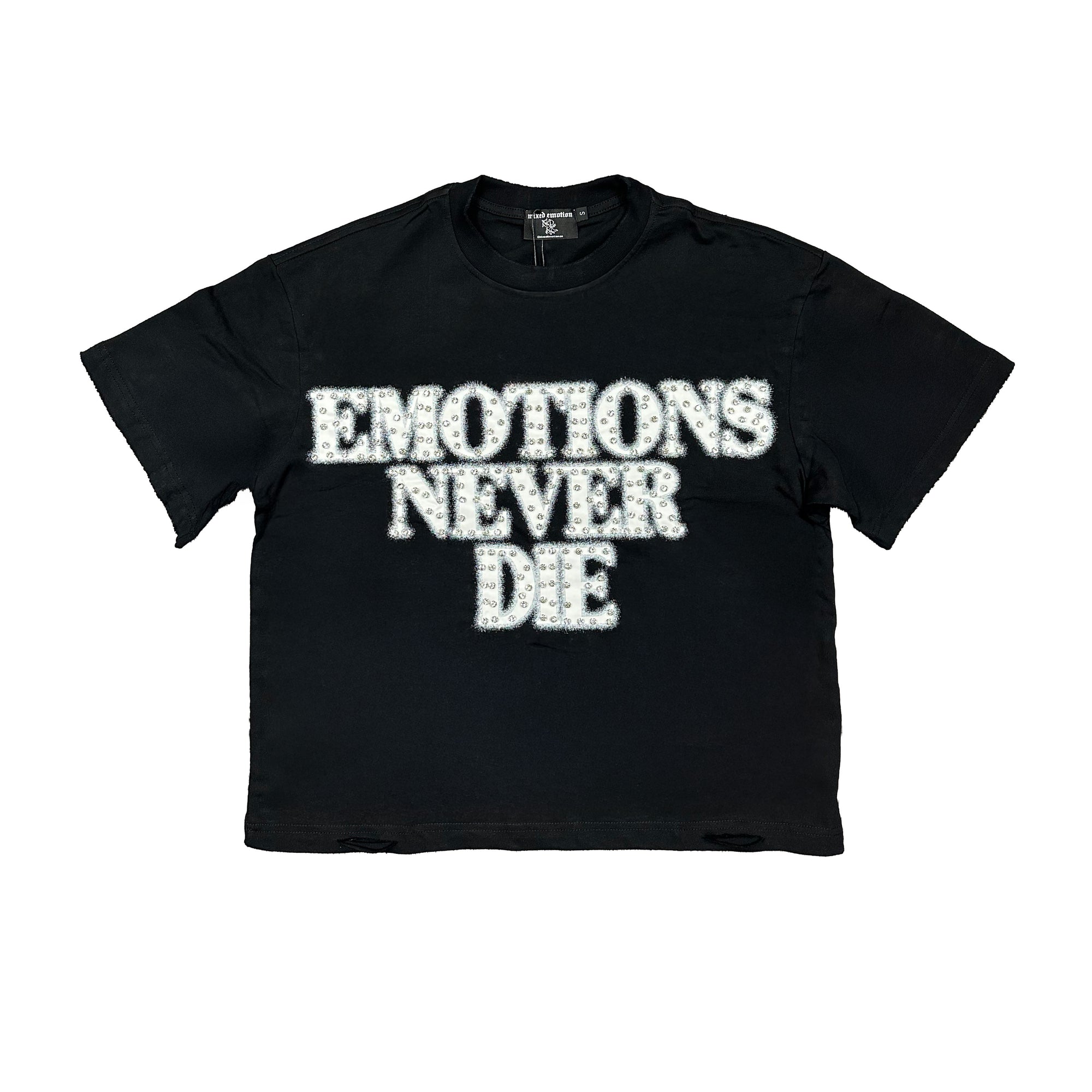 Mixed Emotional Brand Rhinestone End Shirt