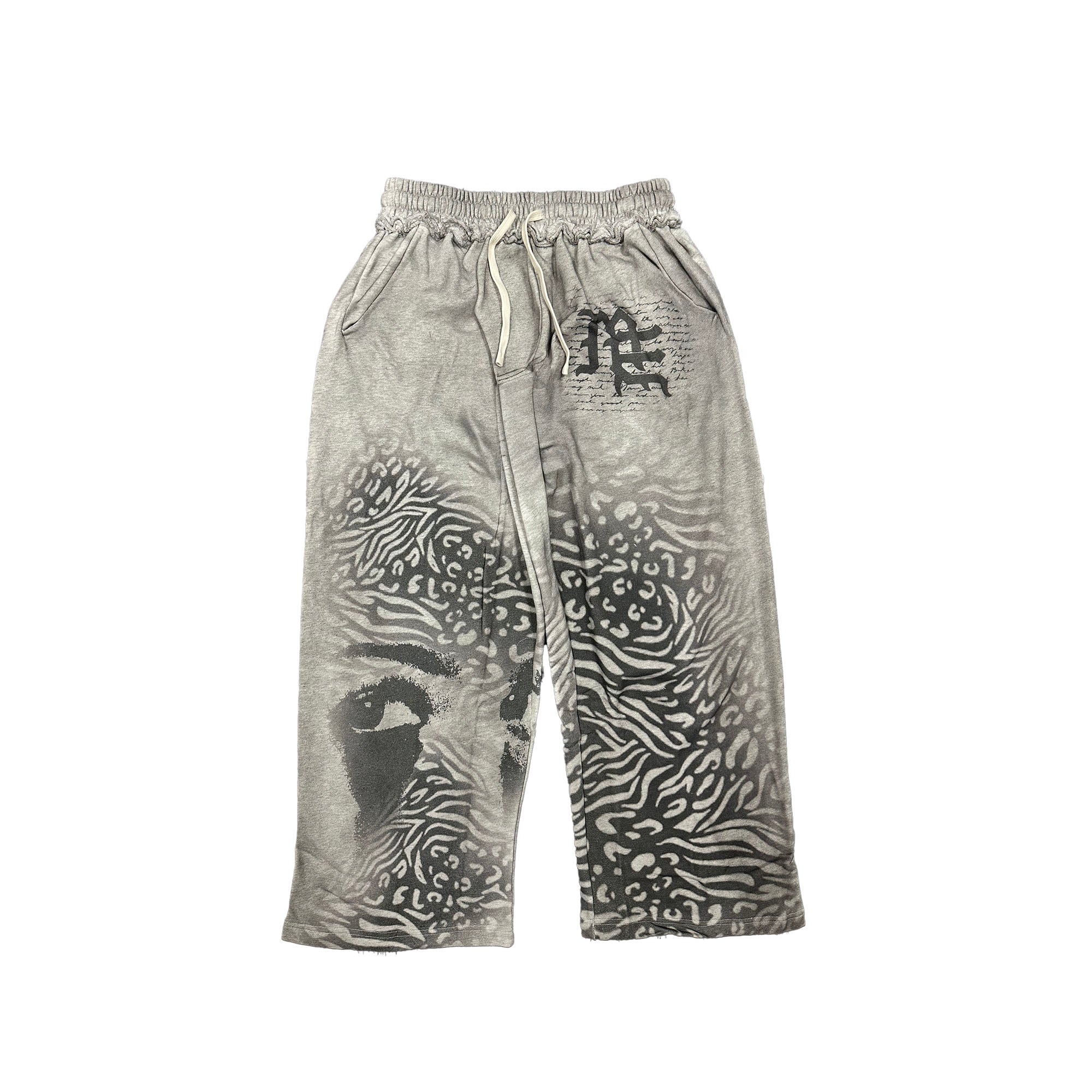 Grey-‘Striped-Sweatpants Mixed Emotional Brand Striped Grey Sweatpants