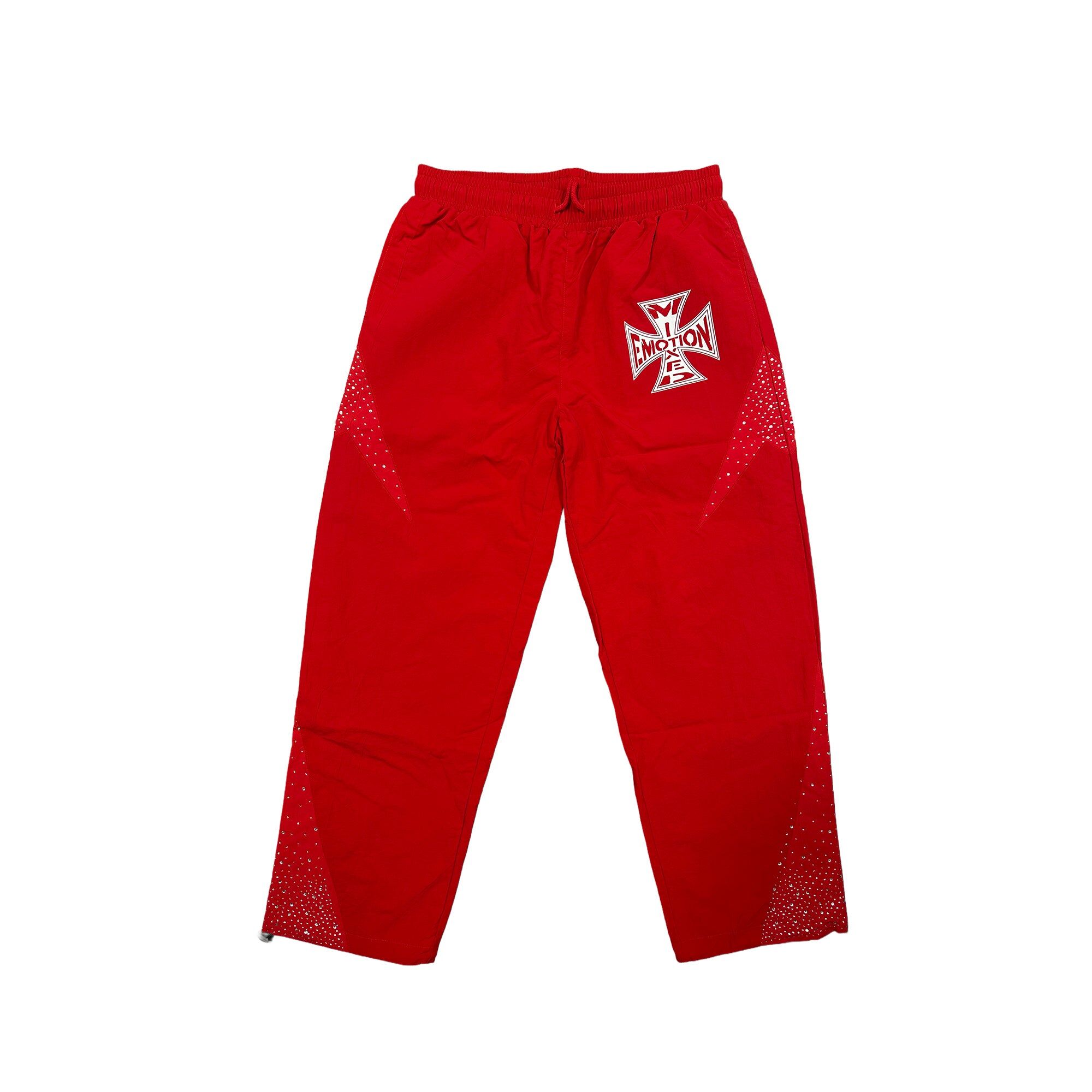 Red-‘Classic-Nylon-Pants Mixed Emotional Brand Nylon Red Sweatpants