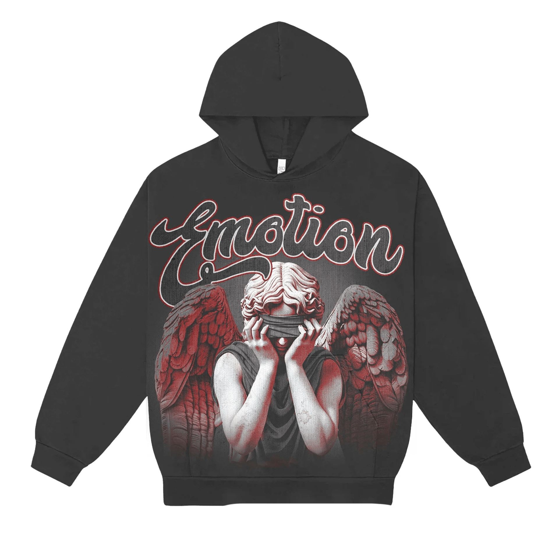 MixedEmotionGreyBlindedHoodie Mixed Emotional Brand Black Blinded Hoodie